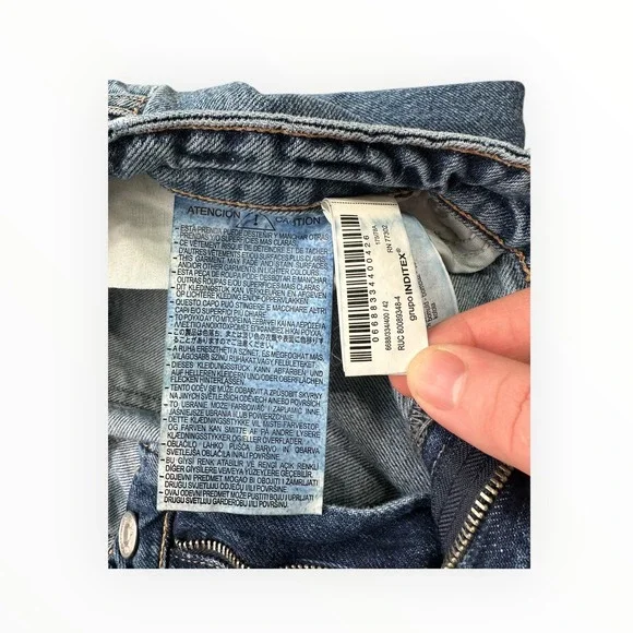 Zara Jeans Womens 10 Blue Wide Leg Distressed High Rise Denim Pants 6688/334 - Picture 4 of 13